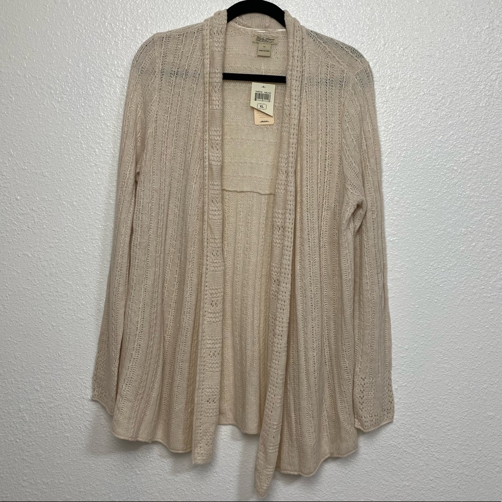NWT Lucky brand open front cardigan cream tan size XL
